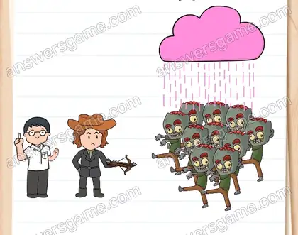 Professor Schlaukopf hat ein Heilmittel gefunden. Benutze es, um die Horde aufzuhalten. Brain Test 2 Level 10 Lösungen