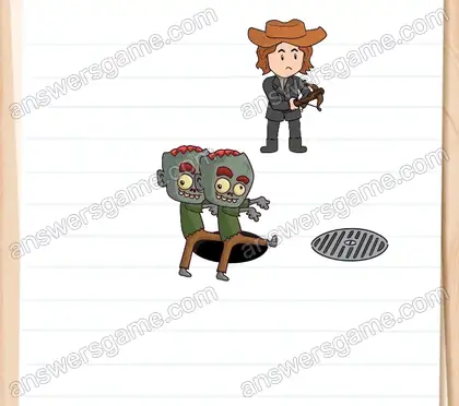 Joe sind die Bolzen ausgegangen. Er wird von Zombies überrannt! Rette ihn. Brain Test 2 Level 7 Lösungen