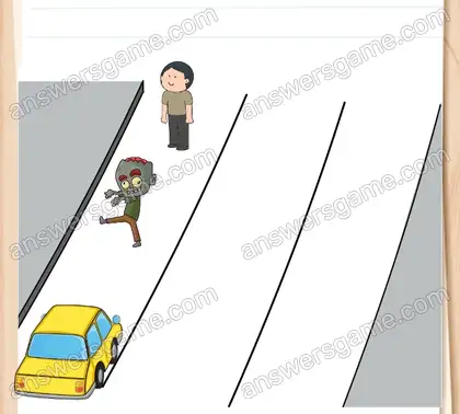 Joe muss nach Hause fahren, um seine Munition aufzufüllen. Brain Test 2 Level 9 Lösungen