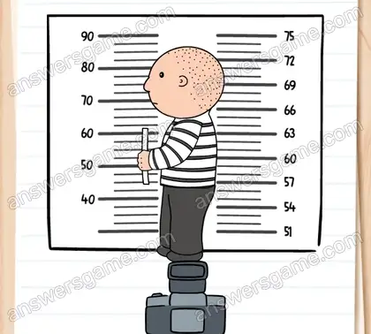 Andi wurde zu Unrecht ins Gefängnis gesteckt. Jetzt werden Polizeifotos von ihm gemacht. Brain Test 2 Level 1 Lösungen