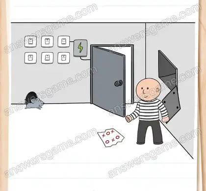 Die Tür kann mithilfe der Schalter geöffnet werden. Brain Test 2 Level 14 Lösungen