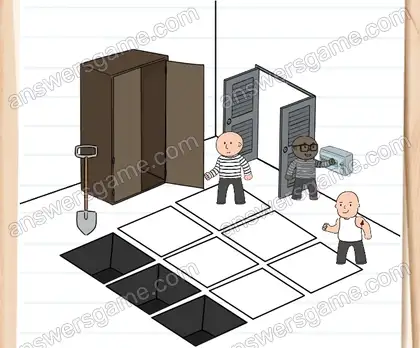 Sie müssen die Wachen aufhalten, während Martin die Fluchttür öffnet. Brain Test 2 Level 19 Lösungen