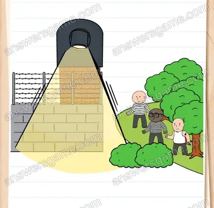 Die drei müssen in den Wald fliehen. Brain Test 2 Level 20 Lösungen