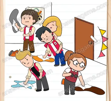 Les parents d'Océane rentrent plus tôt que prévu. Elle doit tout nettoyer. Brain Test 2 Niveau 10 solution