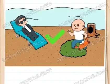 Dupont profite à fond de ses vacances, mais quelque chose cloche. Brain Test 2 Niveau 1 solution