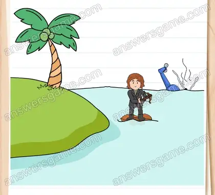 Joe doit sauver Dupont, mais il ne sait pas nager. Brain Test 2 Niveau 12 solution