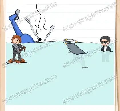 Il faut qu’ils arrêtent ce requin. Brain Test 2 Niveau 13 solution