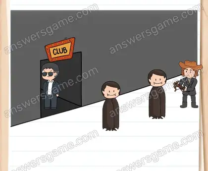 Dupont doit entrer dans la boîte de nuit de Dracula pour déjouer ses plans. Brain Test 2 Niveau 16 solution