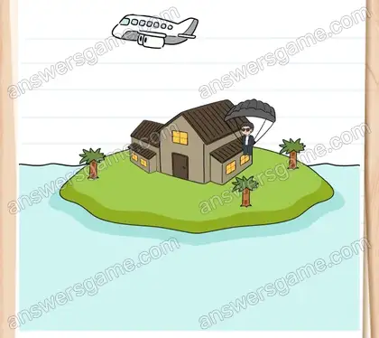 Voici le manoir tropical de Victor. Dupont doit descendre. Brain Test 2 Niveau 4 solution