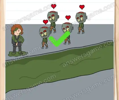 Voilà les zombies que Joe a jetés dans les égouts. Ils veulent se venger. Brain Test 2 Niveau 13 solution