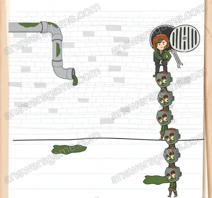 Joe doit atteindre la sortie des égouts. Brain Test 2 Niveau 15 solution