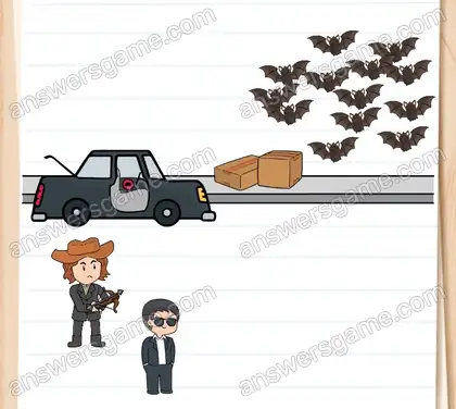 Ils n’ont plus d’essence ! Faites partir les chauves-souris. Brain Test 2 Niveau 6 solution