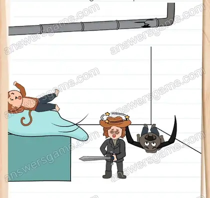 Joe a toujours la tête qui tourne et les mutants l’attaquent. Aidez-le. Brain Test 2 Niveau 23 solution