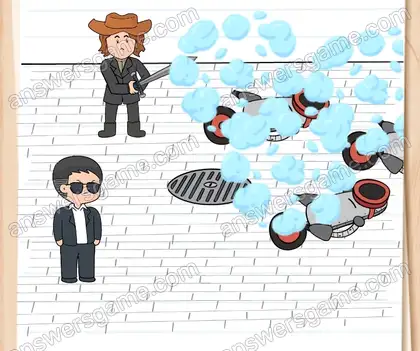 Encéphale s’échappe encore ! Débarrassez-vous des robots. Brain Test 2 Niveau 27 solution