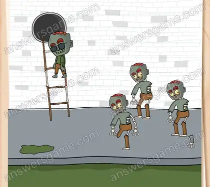 Le zombie doit monter à l’échelle, mais elle est cassée. Brain Test 2 Niveau 9 solution