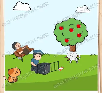 Rouky a eu le coup de foudre. Aidez‑le à décrocher son cœur. Brain Test 2 Niveau 10 solution