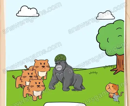 Ces bananes étaient délicieuses ! Le gorille a décidé de vous défendre. Brain Test 2 Niveau 25 solution