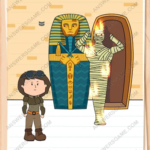 Das Juwel muss sich irgendwo in dieser Pyramide befinden. Oh nein! Diese Mumie meint es ernst. Brain Test 3 Level 41