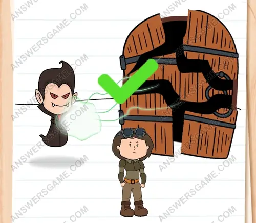 Drákula potřebuje k otevření těch dveří větší sílu. Brain Test 3 Úroveň 111