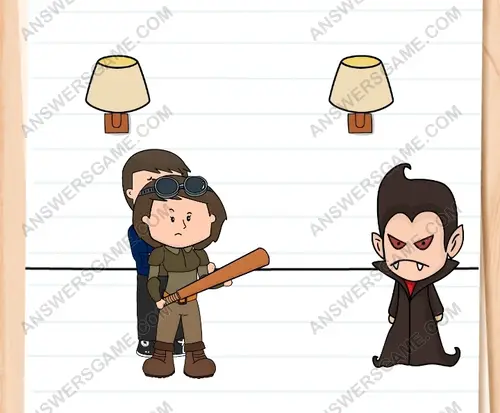 Alina muss gegen den Obervampir kämpfen. Brain Test 3 Level 226