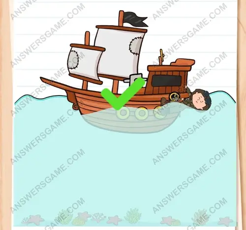 Kapten Maria melihat Alexa jatuh ke laut! Ia akan menyelamatkannya. Brain Test 3 Level 177