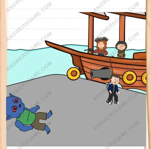 Pierre must reach to the ship. Brain Test 3 Level 190