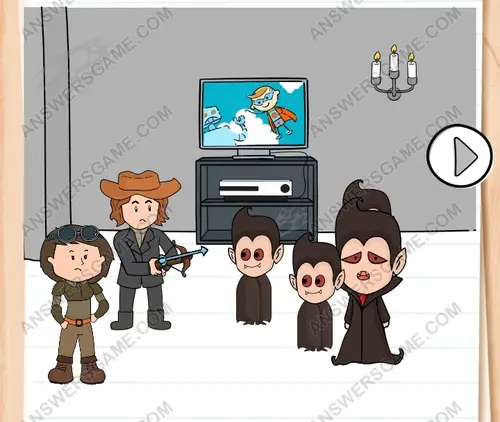 Jonás tiene que tirarle un dardo tranquilizante a Drácula. Brain Test 3 Nivel 248