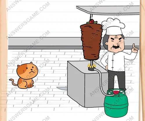 Bigotes quiere comer kebab. Brain Test 3 Nivel 8