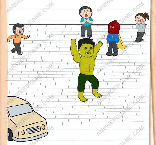 Sie müssen verhindern, dass der Halk jemandem Schaden zufügt. Brain Test 3 Level 166