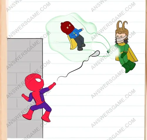 Loki is sucking the power of the Gems. Brain Test 3 Level 179