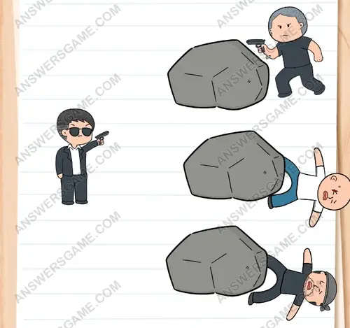 Agen Sam harus mengalahkan anak buah Salim Zalim. Brain Test 3 Level 62