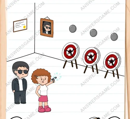 Meanwhile in another place, Agent Smith was teaching Jane how to shoot. Brain Test 3 Level 231