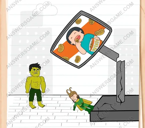 Luc doit se battre contre Loki. Brain Test 3 Niveau 183