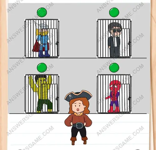 María tiene que liberar a todos los prisioneros. Brain Test 3 Nivel 202