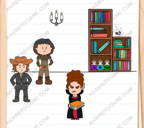 Draculina necesita el libro que está sobre la biblioteca. Brain Test 3 Nivel 251