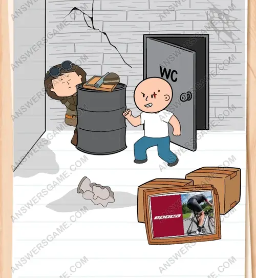 I must trick the thug in the toilet. Ouch! Mommy. Brain Test 3 Level 5