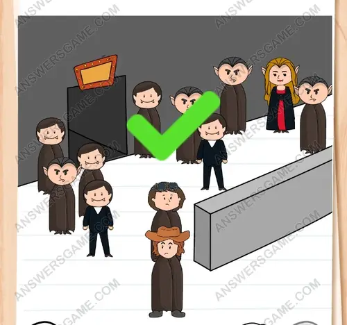 Pentru a intra în clubul lui Dracula, trebuie să se deghizeze. Brain Test 3 Nivelul 239