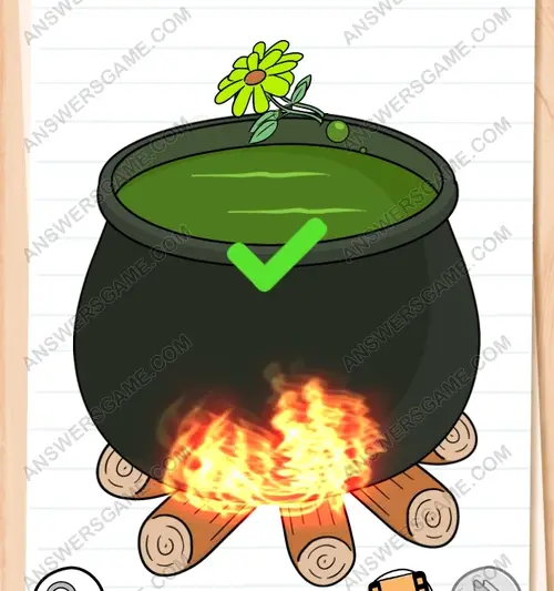 Let's brew the potion. Put a yellow flower first. Put two red flowers. Brain Test 3 Level 58