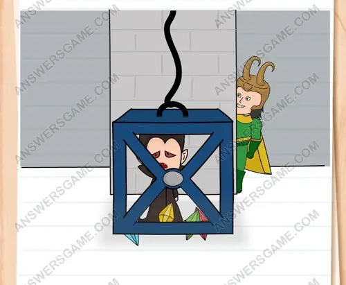 Loki debe capturar a Drácula para obtener las gemas. Brain Test 3 Nivel 143