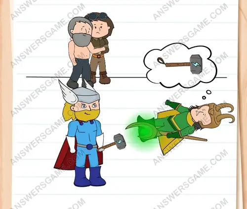 Mereka harus mencari cara mengubah Thor kembali jadi manusia. Brain Test 3 Level 127