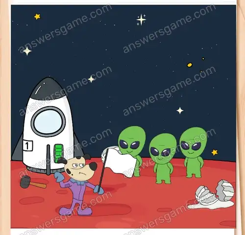 Astropies musi przekonać Marsjan, że przybywa w pokoju. Brain Test 4 Poziom 131