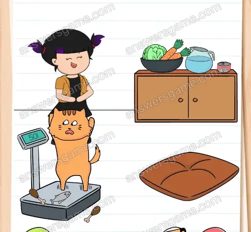 Mój kot nie powinien tyle jeść. Muszę coś z tym zrobić. Brain Test 4 Poziom 150