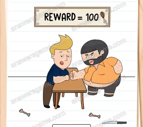 Wujek Bolek musi wygrać pojedynek w siłowaniu się na rękę. Brain Test 4 Poziom 170