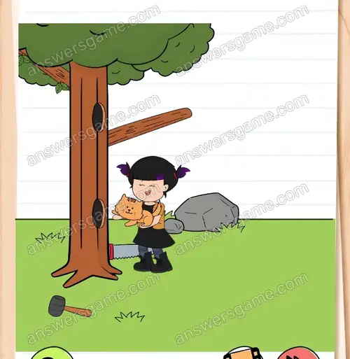 Muszę ściągnąć mojego kota z drzewa. Brain Test 4 Poziom 197