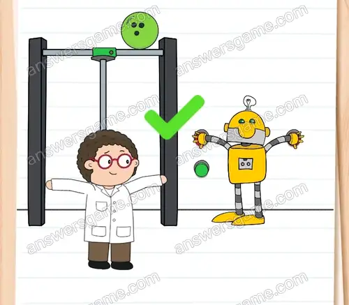 Doktor Zmartwiak musi sprawić, żeby robot nacisnął czerwone przyciski. Brain Test 4 Poziom 206