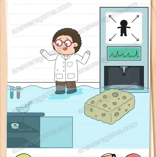 Pomóż Zmartwiakowi, zanim utonie w laboratorium. Brain Test 4 Poziom 213