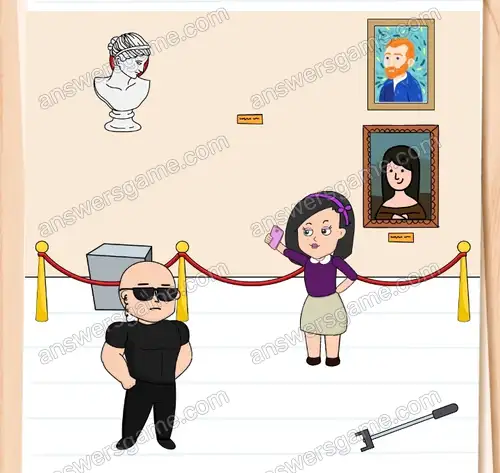 Edytka chce zrobić sobie selfie przed obrazem. Brain Test 4 Poziom 223