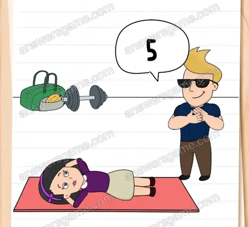 Edytka musi zaimponować Osiłkowi, robiąc kilka brzuszków. Brain Test 4 Poziom 251