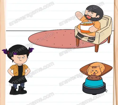 Mój leniwy kot musi zjeść swoją karmę. Brain Test 4 Poziom 270