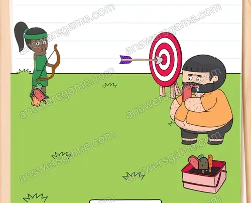 Jenny muss das Ziel treffen. Brain Test 4 Level 280